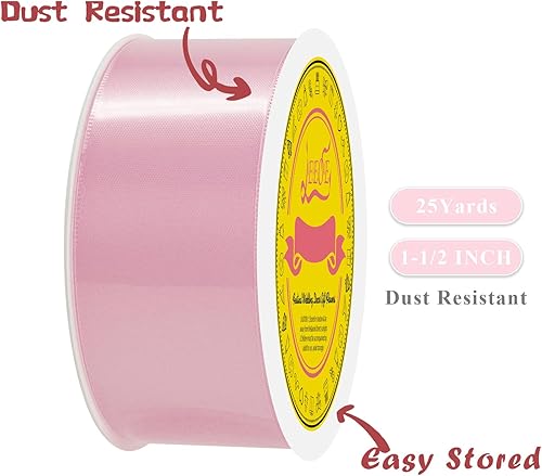 Miniatura 1283 de Cinta de satén verde esmeralda de doble cara de 1-1/2 pulgadas x 50 yardas, cinta de poliéster verde esmeralda para envolver regalos, muy adecuada