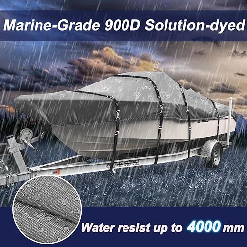Miniatura 6 de Zenicham Funda para lancha de casco en V 900D, resistente con hebilla de metal, accesorios de metal completo, impermeable, para casco V, Runabout,