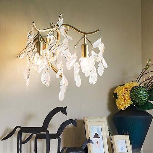 Miniatura 4 de Luces de pared para dormitorio apliques de pared lámpara de pared francesa de doble cabeza lámpara de pared de cristal retro lámpara de sala de