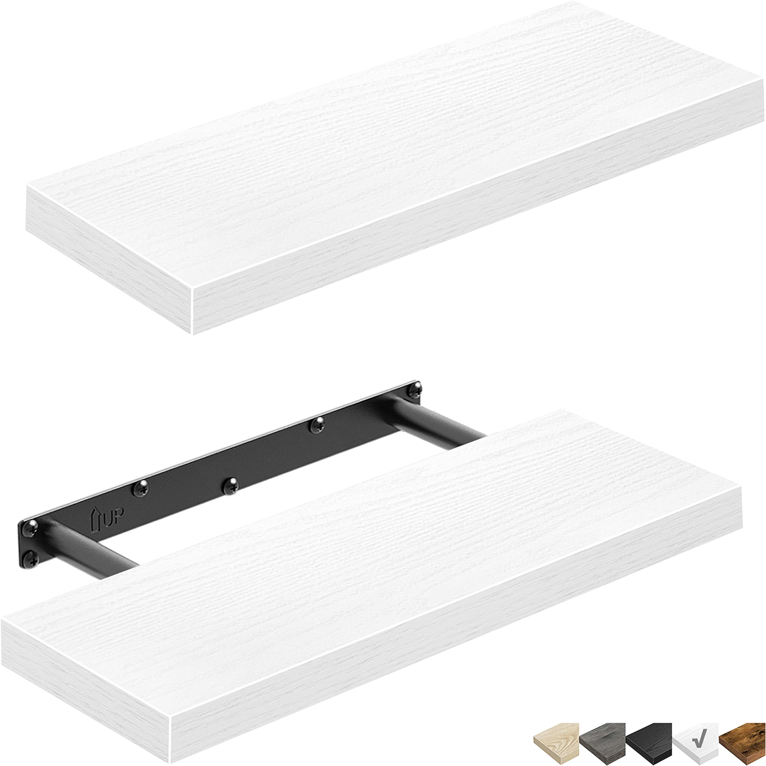QEEIG Floating Shelves for Wall Small Shelf (White, Set of 2, 15.7" x 6.7")