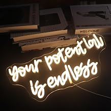 Your Potential Is Endless Neon Light - Inspiring LED Wall Art for Study, Home Office, Motivational Space Decor, Dimmable USB Hanging Sign, Empowering Growth Gift for Students, Creators & Dreamers