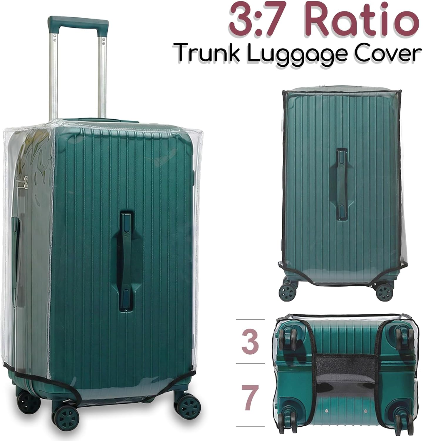 32 Inch Trunk Luggage Cover, Transparent PVC Suitacse Cover, Travel Waterproof Clear Luggage Protector Suitcase Cover