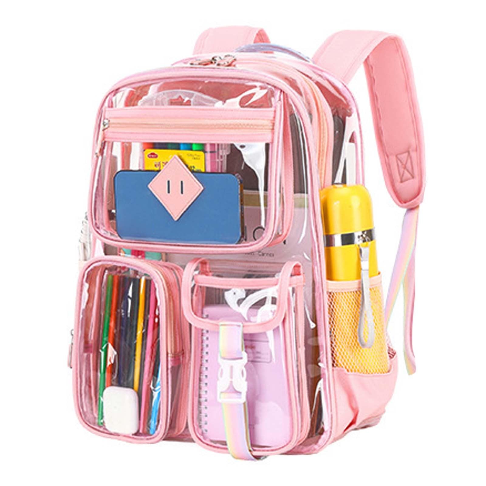 Generisch Zaino per la scuola trasparente con grande capacità per studenti elementari e medie 8 15, Colore: rosa., Einheitsgröße, Zaino da viaggio