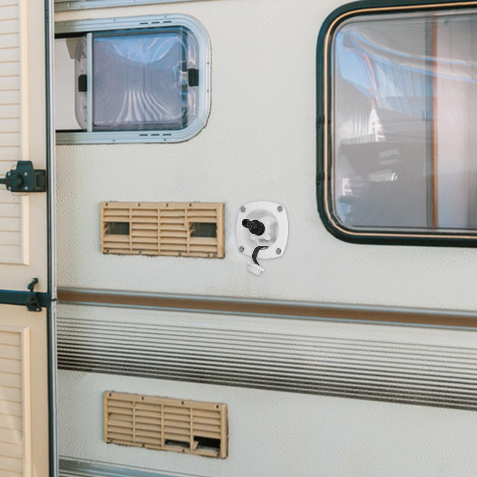 Tapa de Llenado de Entrada de Agua para Rv y Yate en Pp white, Evita Fugas y Fácil Instalación para Modificación de Autocaravana