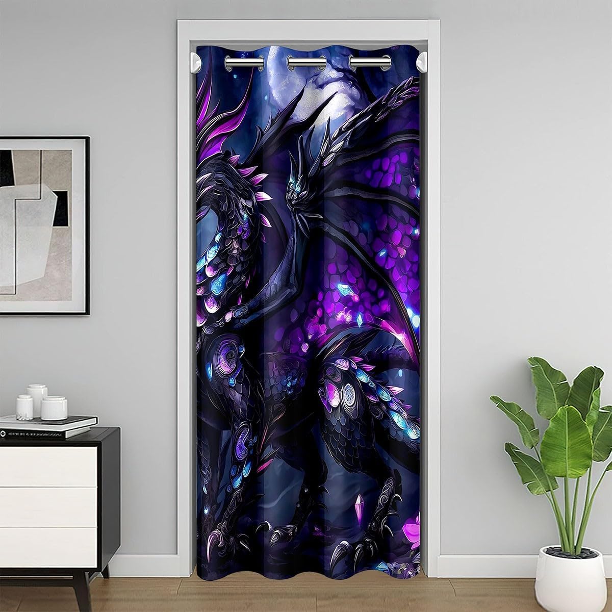 Magical Dragon Door Curtain Fierce Jungle Animal Blackout Curtain for Girls Boys Kids Horror Style Wildlife Doorway Curtain Western Fantasy Privacy Door Drape 1 Panel 52" W X 80" L