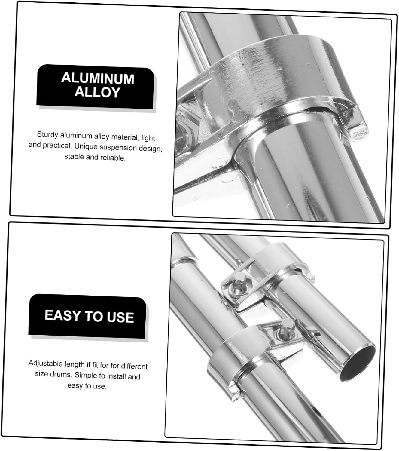 Adjustable Metal Drum Holder Bracket for Percussion Instruments Lightweight Compact Tom Drum Stand Easy Install Silver Rack Mount for Concerts and Sessions