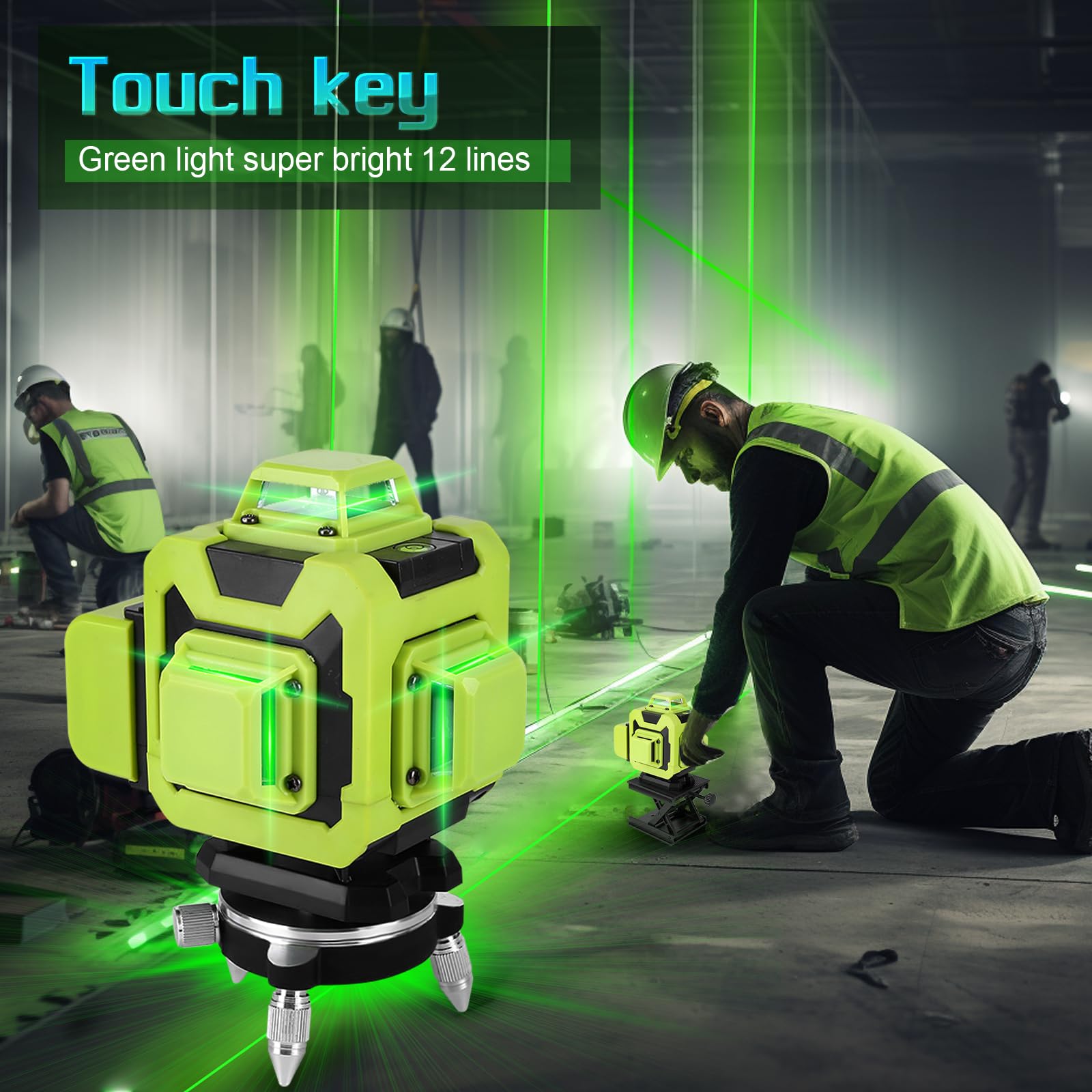 DECTEAM Kreuzlinienlaser 3x360° Grün Selbstnivellierend Laser
