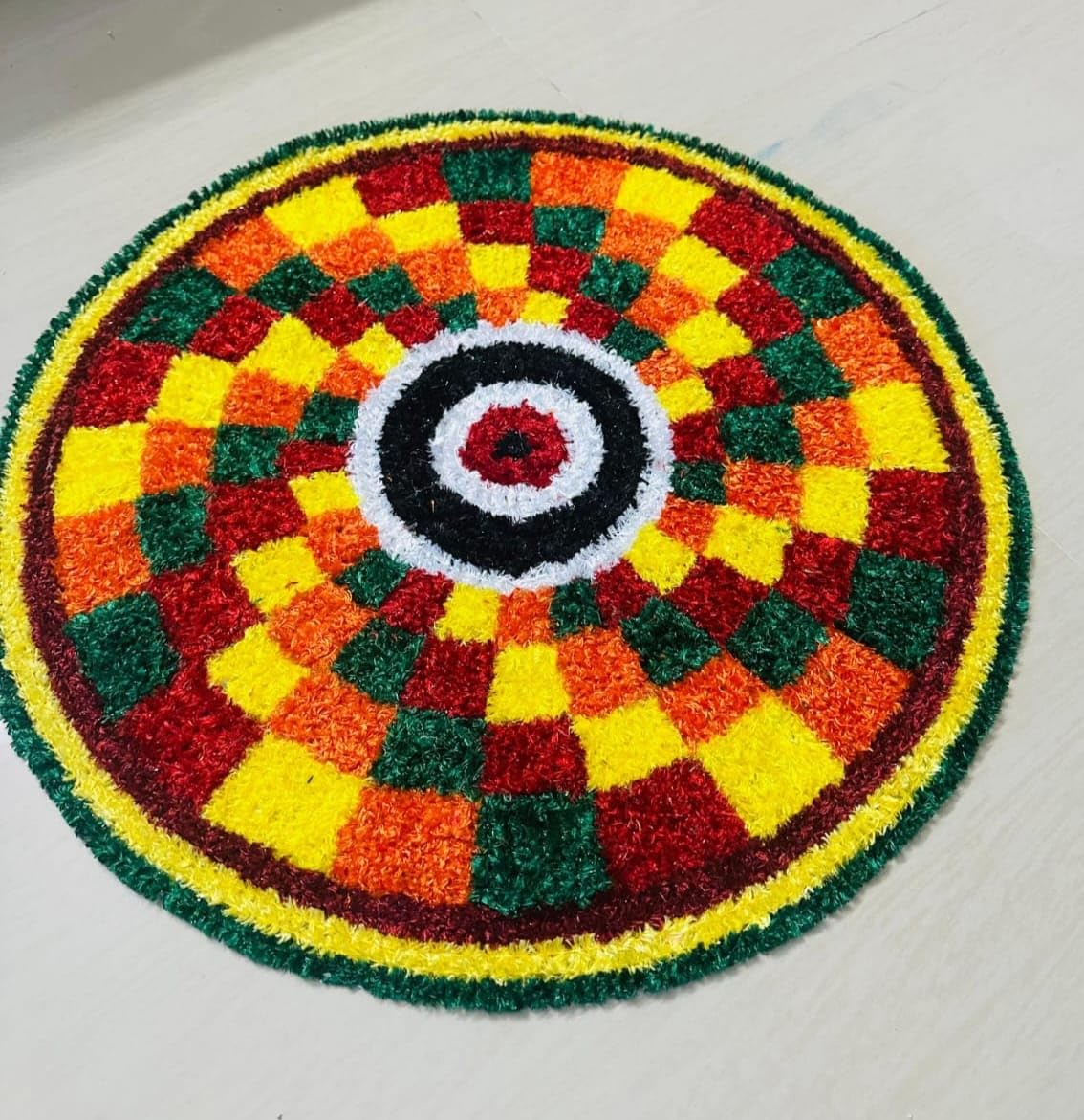 3x3 Feet Woolen Fur Rangoli Mat, Multi-Color, Reusable, Foldable-image-21