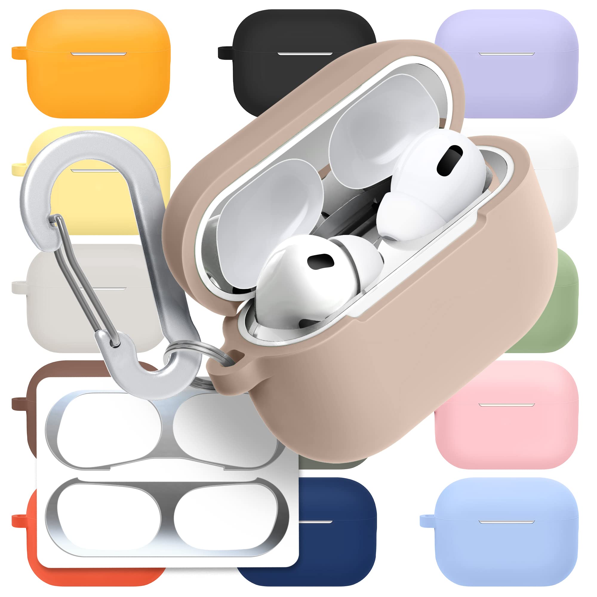 [3 in 1] AirPods Pro 3 Silicone Case + Anti-Lost Carabiner + Dust Guard Metal Film, Protective Cover with Keychain for Apple AirPods Pro3 (2025) — view 54