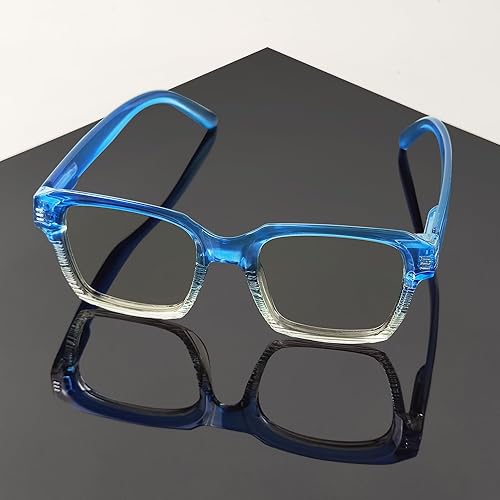Miniatura 2 de Eyekepper Gafas de lectura cuadradas para mujer, bloqueo de luz azul, marco grande, lectores de computadora, color azul