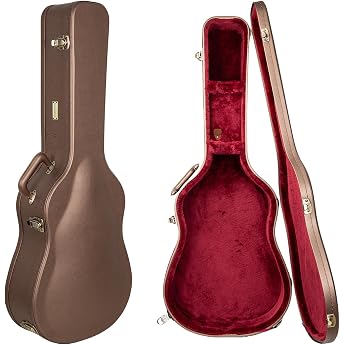 Crossrock Designer Series - Universal Wooden Case for 4/4 Classical Guitars - Safety Lock Metal Feet Storage Space - Chocolate Brown CRW520CCB