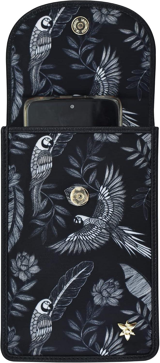 Anuschka Cell Phone Crossbody RFID Blocking Wallet - Wanderlust Collection - Nylon Fabric with Genuine Leather Trim