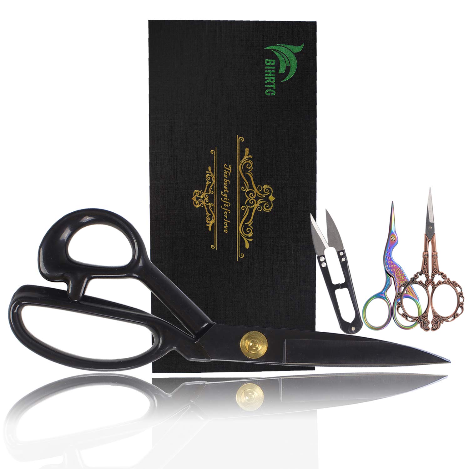 BIHRTC(23cm , Black) - Professional Dressmaking Scissors Stork Scissors Tailor Scissors Sharp Dressmaker Fabric Sewing Shears 23cm Scissor for Cloth Tailoring Altering Leather