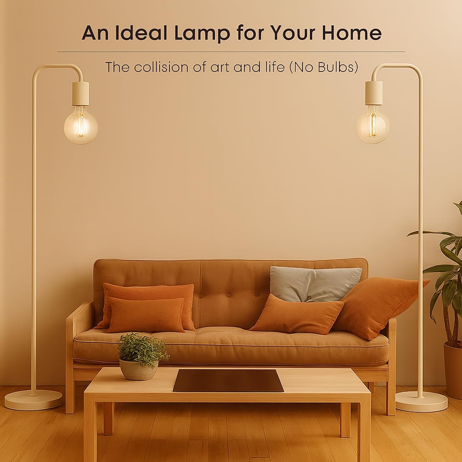 BoostArea Kahki Floor Lamp 63 inch, Modern Cute Floor Lamp, Metal Standing Lamp, E26 Socket, On/Off Footswitch, ETL Listed, Tall Thin Skinny Cool Kids Lamp for Living Room, Bedroom Decor, Minimalist
