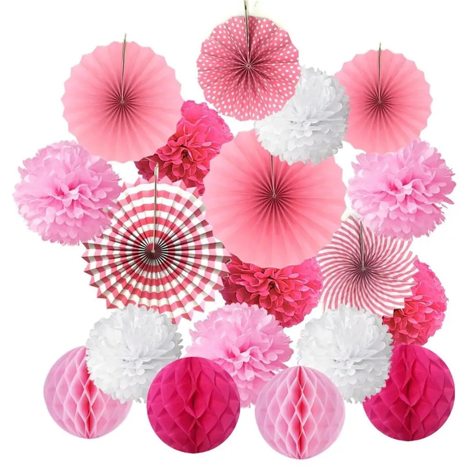 Paper Pom Poms 19Pcs Blue Tissue Paper Pom Poms Flower Fan and Honeycomb Balls for Birthday Wedding Festival Decorations(Color-02)
