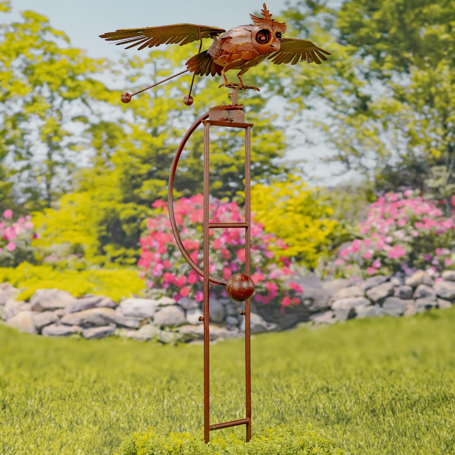 Amazon.com: Zaer Ltd. Large Flapping Owl Garden Stake, Metal Wind