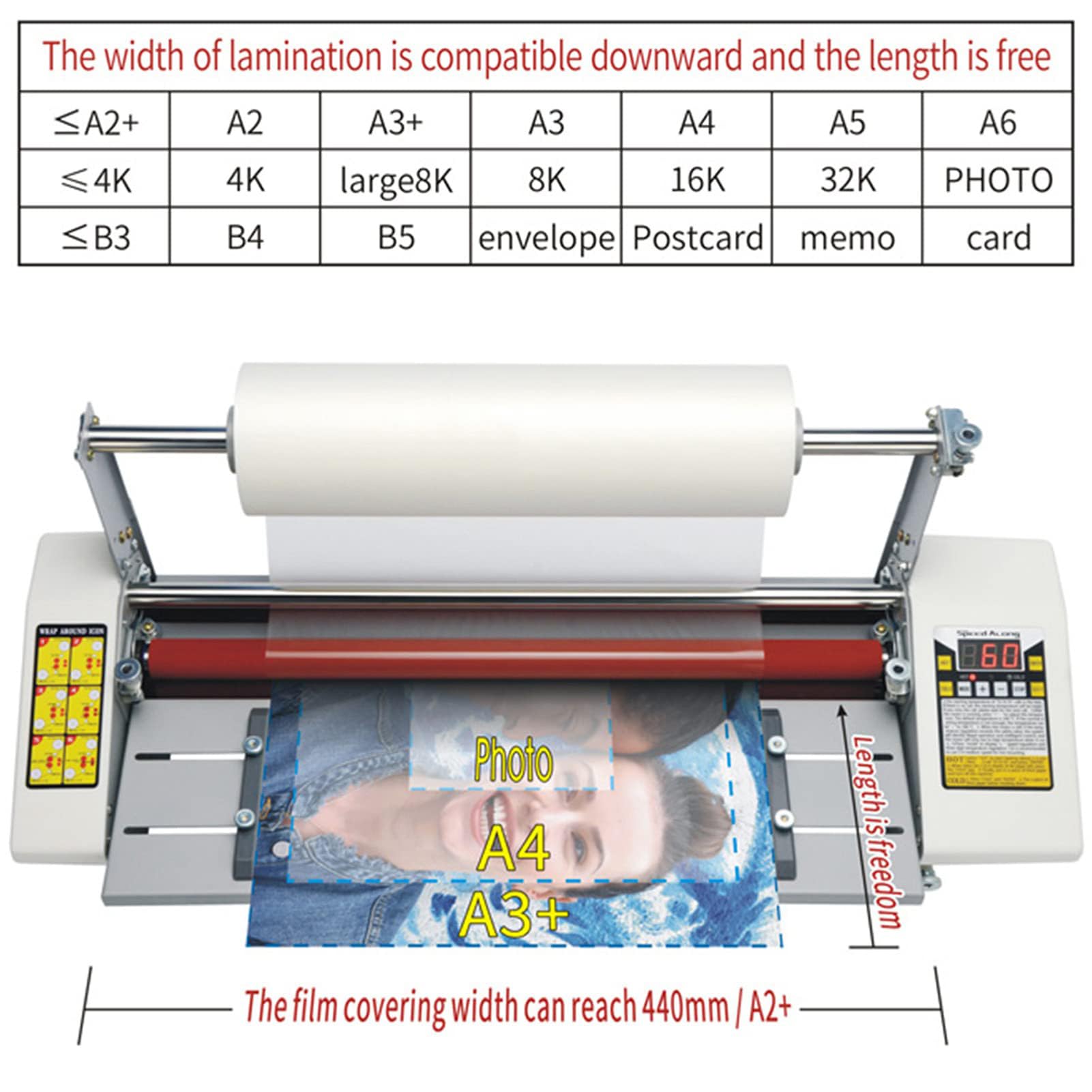 Plastificatrice a Caldo e Freddo, Macchina Plastificatrice A2 a Singola/Doppia Facciata con Trasmissione a 9 Velocità e Inserimento Automatico della Pellicola, Protezione Machine (Excluding Membrane)