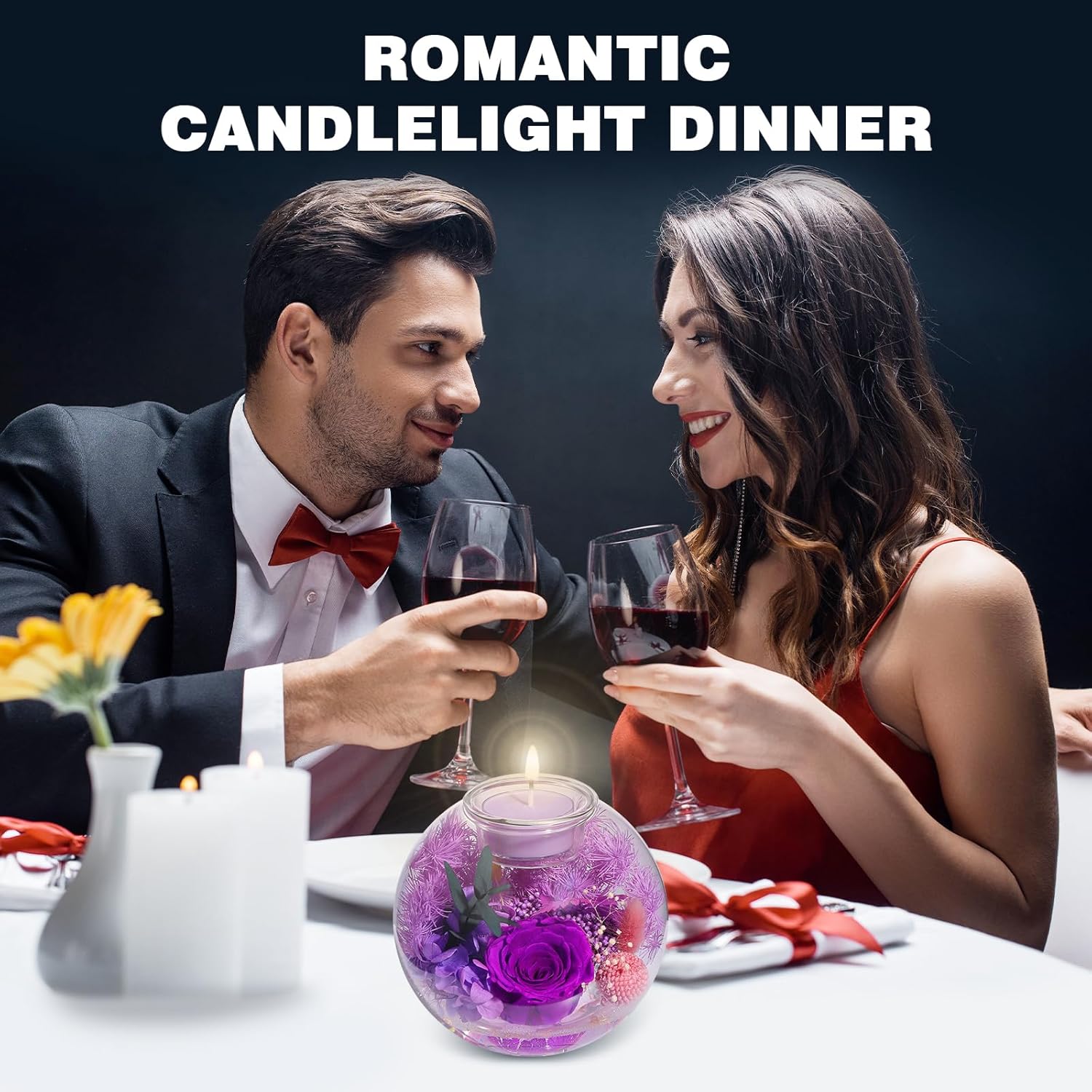 Aoshin Preserved Flowers Rose in Glass Dome with Aromatherapy Candle, Eternal Flowers Gift Set for Women Wife Girlfriend Mom Grandma - Mother Day Christmas Anniversary Birthday Gift (Purple-Rose) - Image 7