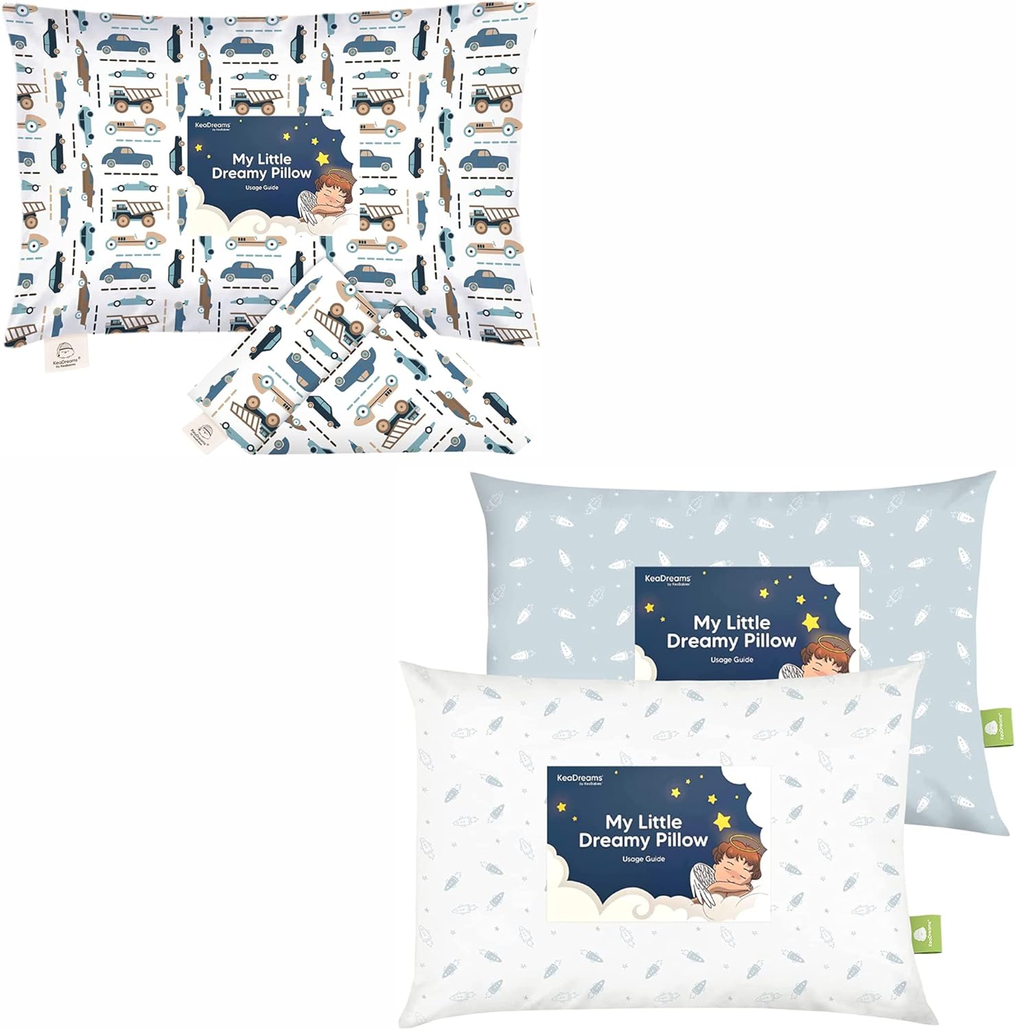 KeaBabies Toddler Pillowcase for 13X18 Pillow and 2-Pack Toddler Pillow - Organic Toddler Pillow Case for Boy, Kids - Soft Organic Cotton Toddler Pillows for Sleeping - 100% Natural Cotton Pillowcase