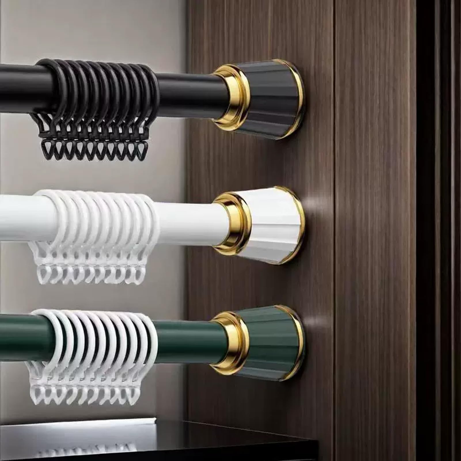 Gardinenstange Ohne Bohren 70-120 cm Duschvorhangstange Teleskopstange Klemmstange Verstellbare Vorhang Vorhangstange für Kleiderschrank Duschraum Fenster Küchen Badezimmer, Grau