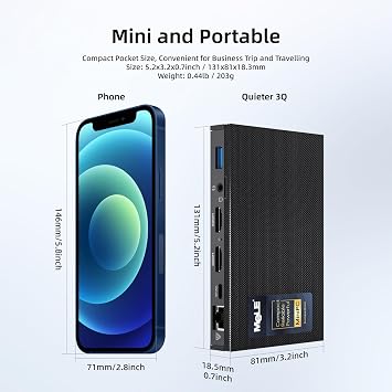 MeLE Quieter3Q Fanless Mini PC Celeron N5105 8GB 128GB, Micro Desktop Computer, Dual HDMI USB3.2 WiFi 5 BT5.1, Ethernet Unlock Bios on Office/Industrial/Astrophotography with VESA Mount | Micro Desktop Computer,Dual HDMI USB3.2 WiFi 5 BT5.1,Ethernet Unlock Bios on Office/Industrial/Astrophotography VESA Mount