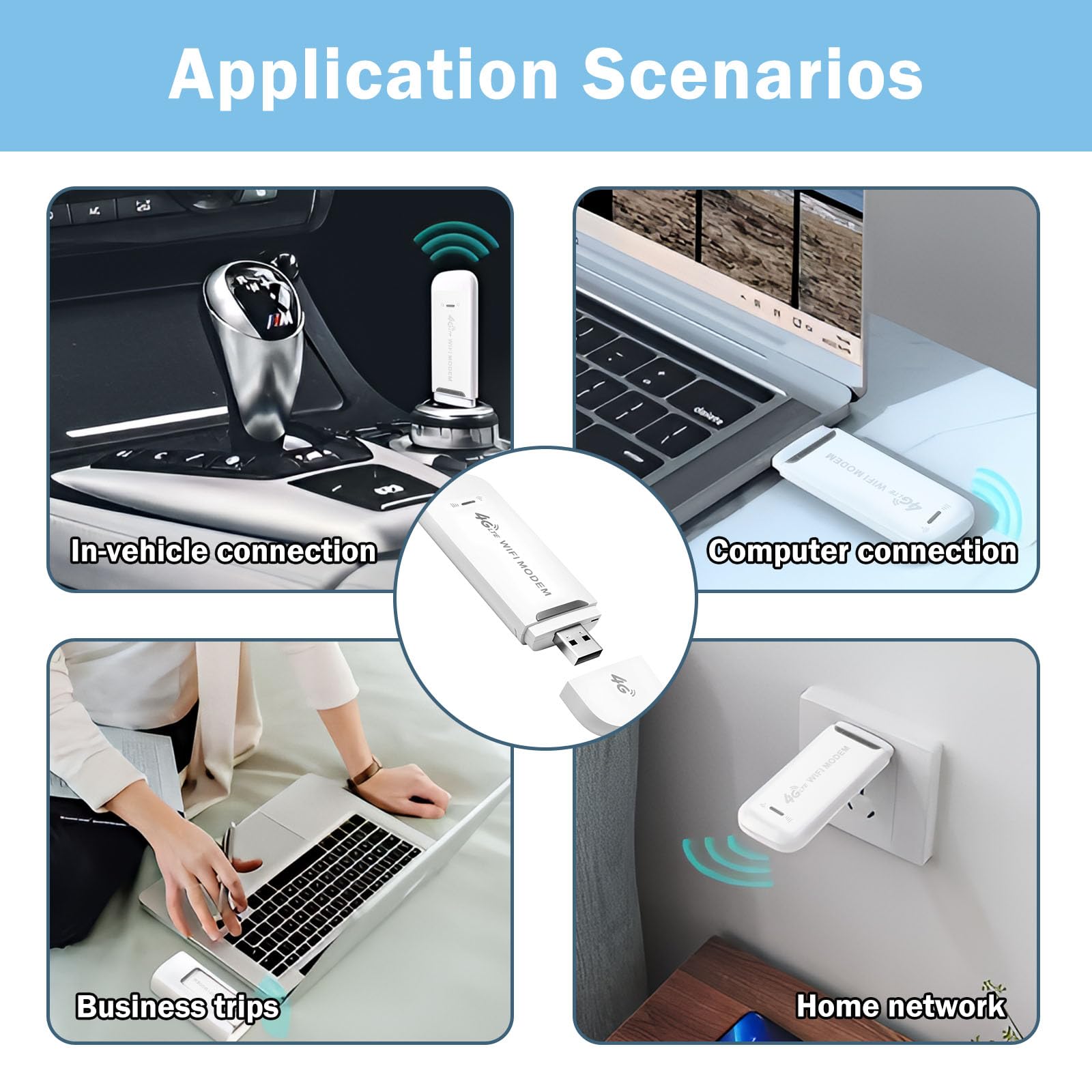4G USB Dongle Modem Portable WiFi with SIM Card Slot Travel Wireless Router Pay as You Go USB Plug Modem Hotspot Pocket Router 150Mbps High Speed Mobile Internet Adapter for Phones Laptops Car Outdoor — view 5