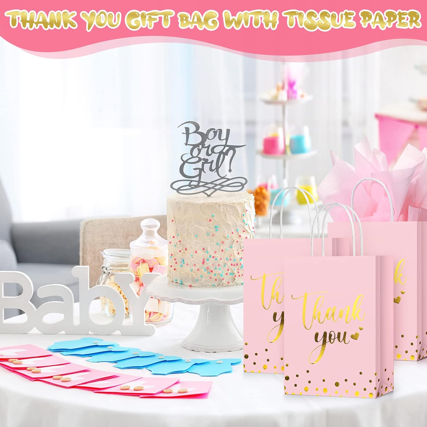 Tinlade 30 Pcs Thank You Gift Bags with Tissue Paper Gold Thank You Wedding Bags with Handle for Graduation Business Shopping Wedding Shower Party Favors(Pink) - Image 7