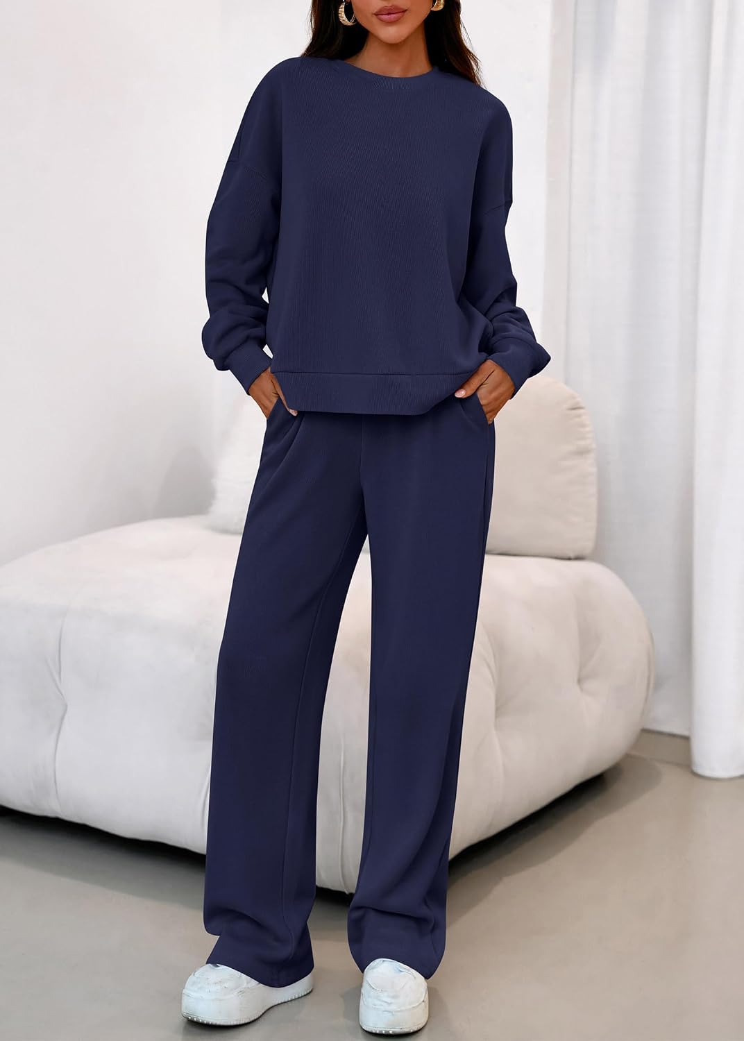 KIRUNDO Matching Sets Women Clothing Sweatsuits 2 Piece Outfit Sweat Set 2026 Fall Lounge Sets Airport Travel Tracksuit