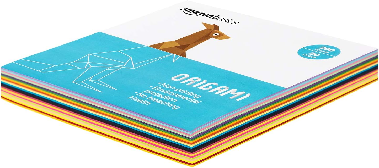  Basics Origami Paper, Assorted Colors, 200 Sheets : Office Products