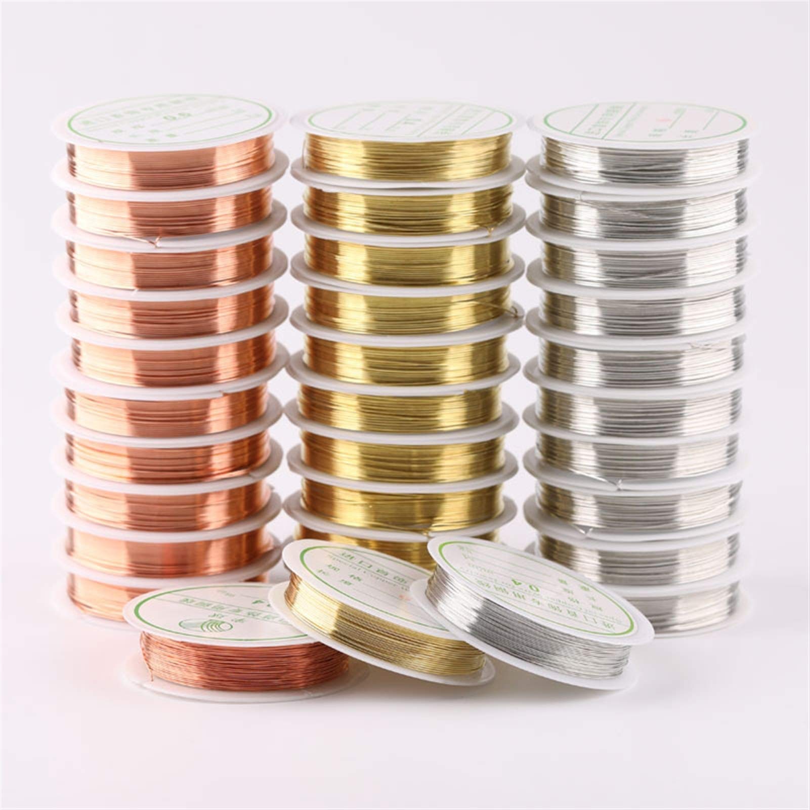 Zxxin-Fil De Cuivre 0,2-1mm Argent Argenté/Or/Rose Fil De Cuivre, Pour Le Bracelet Collier Bricolage Colorfast Perles Filant, Cordon De Bijoux Pour La Fabrication D'artisanat Fil Polyvalent