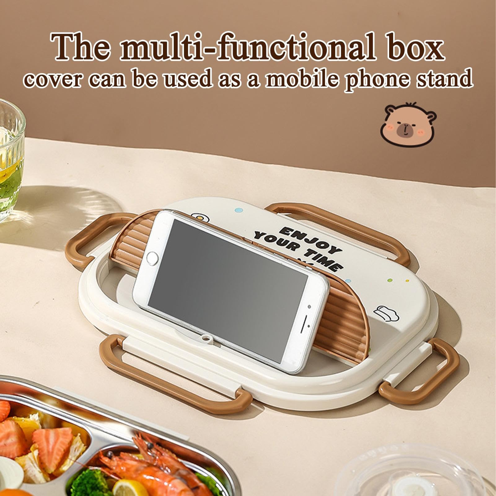 Teksome Boîte à lunch enfant Couverts Portables Adaptés Au Micro-Ondes | contenants à collation 4 compartiments et couverts adultes Sac De Transport Pour Repas Et Collations, Pique-Nique, Crèche Et