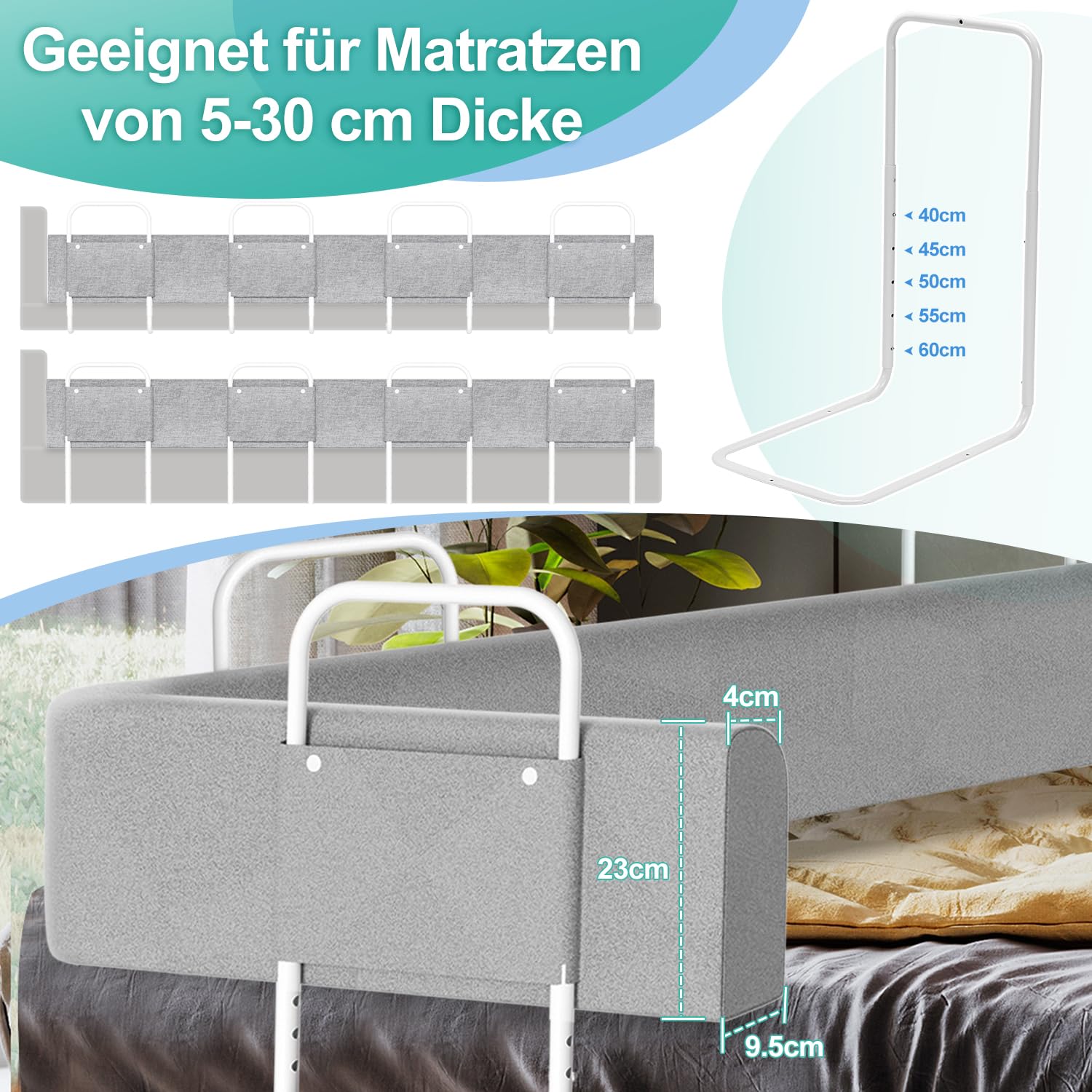 Bedhek, Bedhek Met Versterkte Ijzeren Buis En Oxford-stof, In Hoogte Verstelbaar Kinderbedhek Kinderbedhek Valbeveiliging Voor Kinderbed Stapelbed 150 X 68 89 Cm P 010159942613