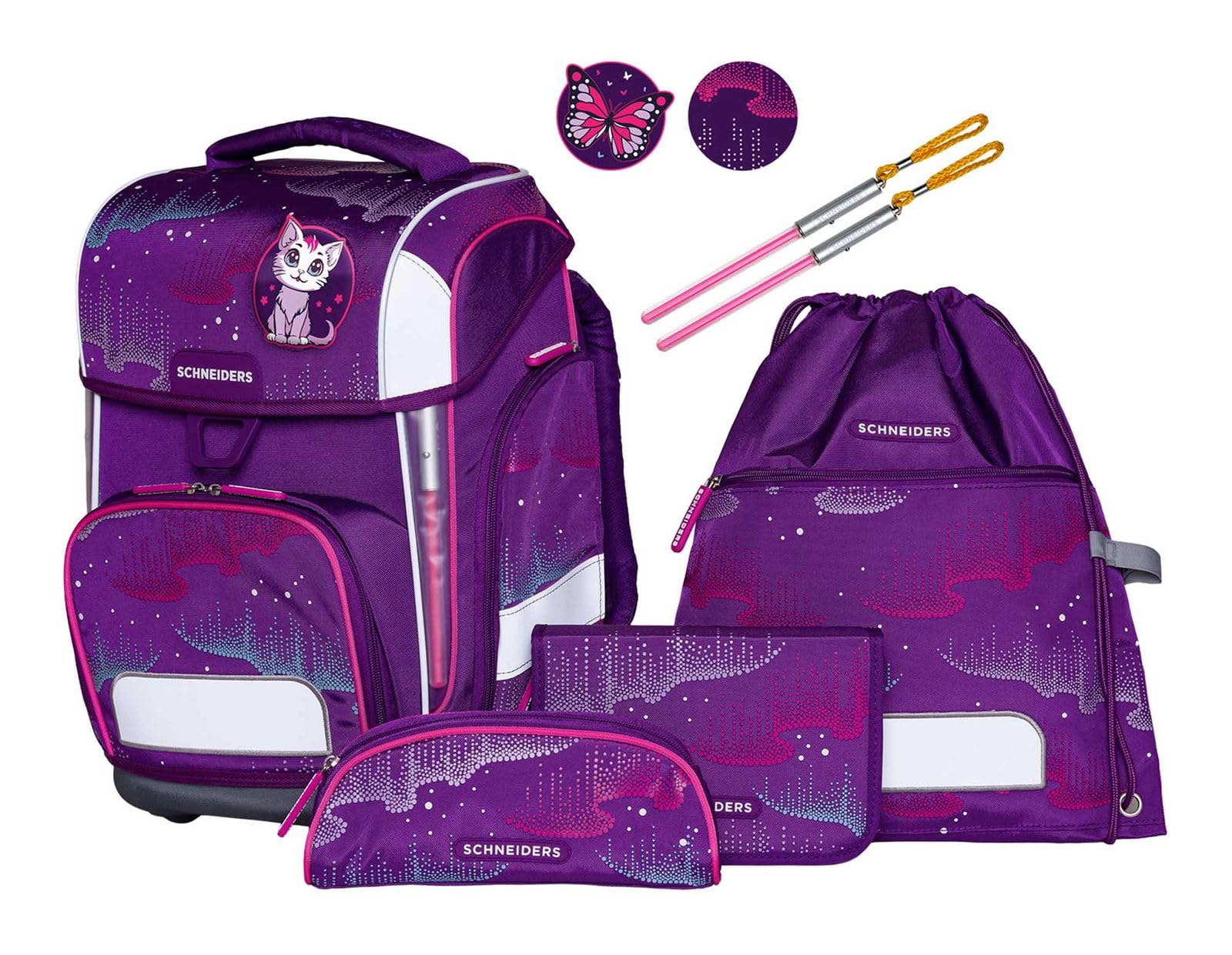 Schneiders Schulranzen Ergolite Set 9-teilig Wavy Dots violett