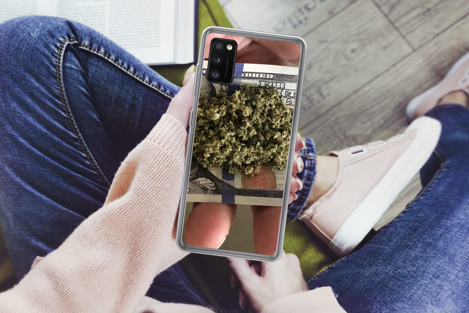 Funda para Samsung Galaxy A41 - Marihuana en un Billete de 100 dólares - Funda de Silicona/Funda Blanda para teléfono móvil
