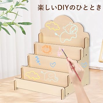 Display Stand, Card Display Rack, Postcard Holder, 4 Tiers, Large Capacity, Durable, Collection Display, Display Shelf, Wooden