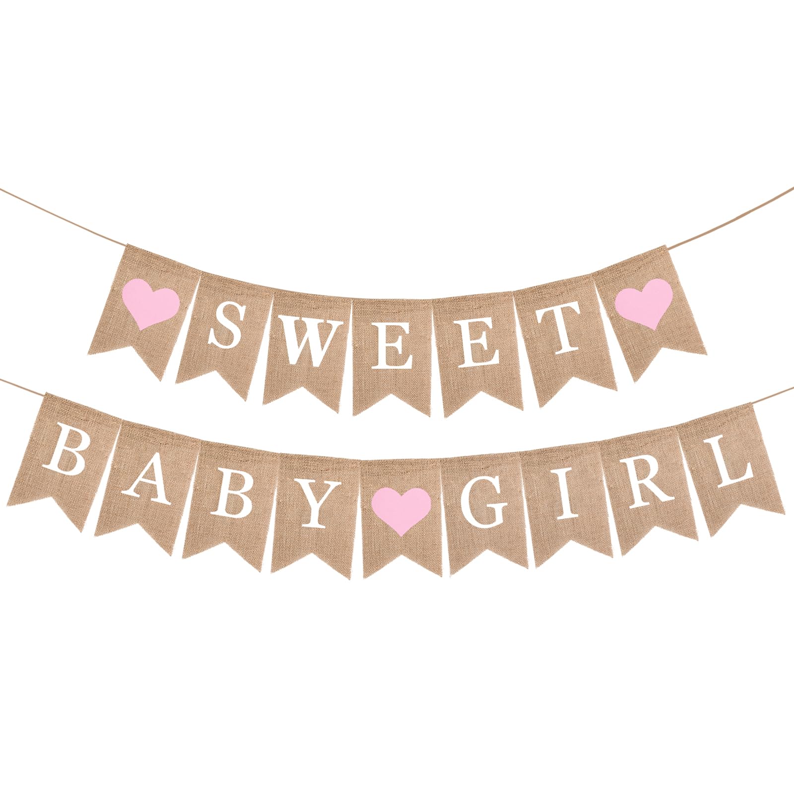 Sweet Baby Girl Banner - Pre-Strung Welcome Baby Sign Baby Shower Banner - Baby Girl Sign for Backdrop Decorations for Gender Reveal