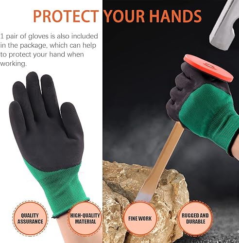 Miniatura 6 de Tanstic Kit de 6 martillos y cinceles de roca de geología, martillo de 30 onzas y cincel de excavación de 12 pulgadas, silbato, gafas de seguridad,