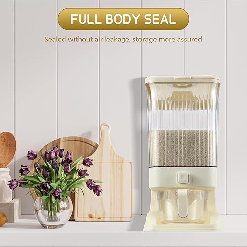 Miniatura 4 de Mifoci Paquete de 2 dispensadores de arroz de 22 libras, dispensador de almacenamiento de cereales con taza medidora, cubo de arroz hermético a