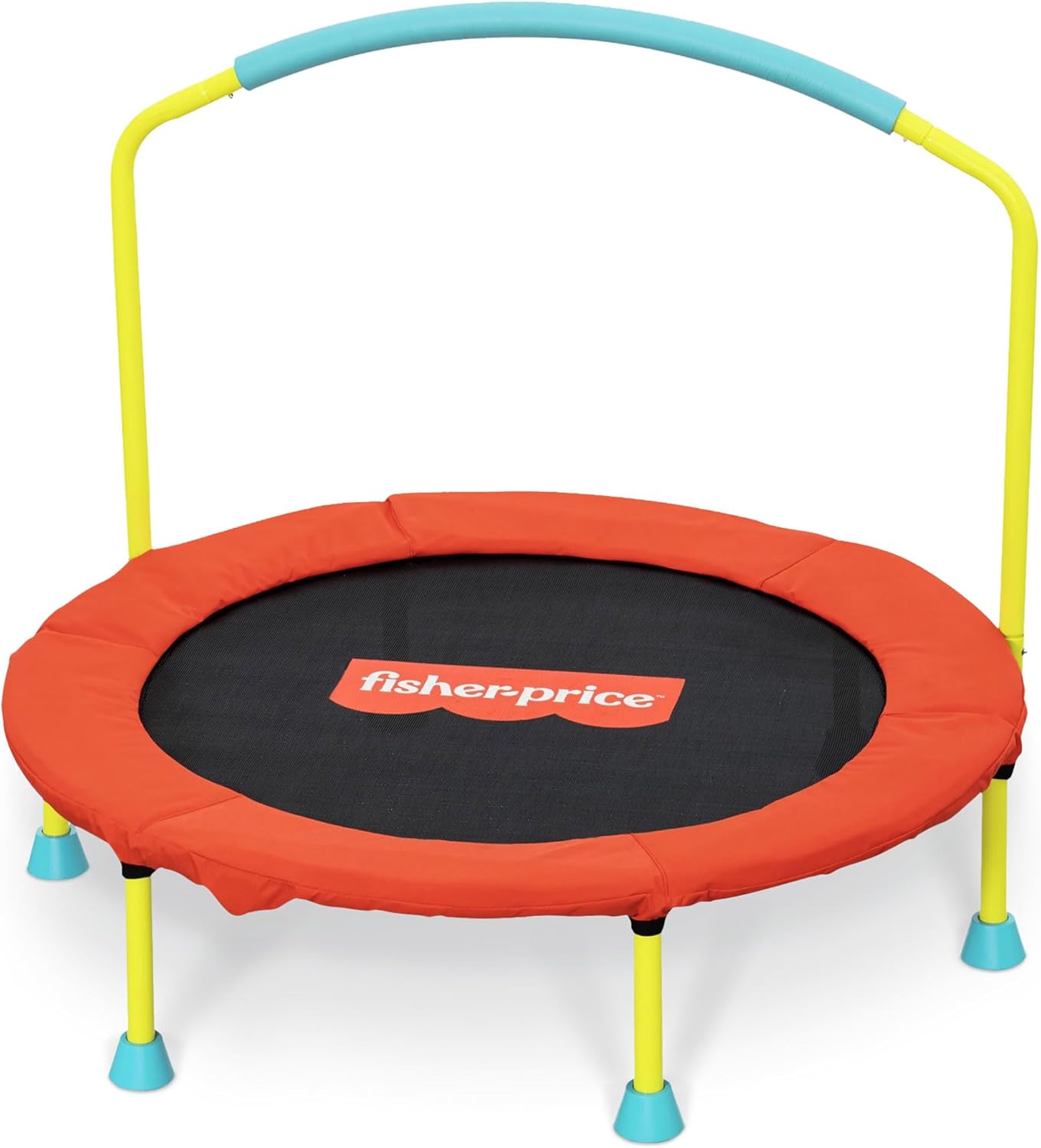 Fisher-Price WonderJump 36-Inch Mini Trampoline for Toddlers - Indoor Kids Trampoline with Handlebar, Ages 3+