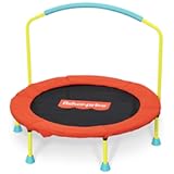 Fisher-Price 3-Foot Mini Trampoline, WonderJump 36-Inch Round Indoor Toddler Kids Trampoline with Stabilizing Handlebar