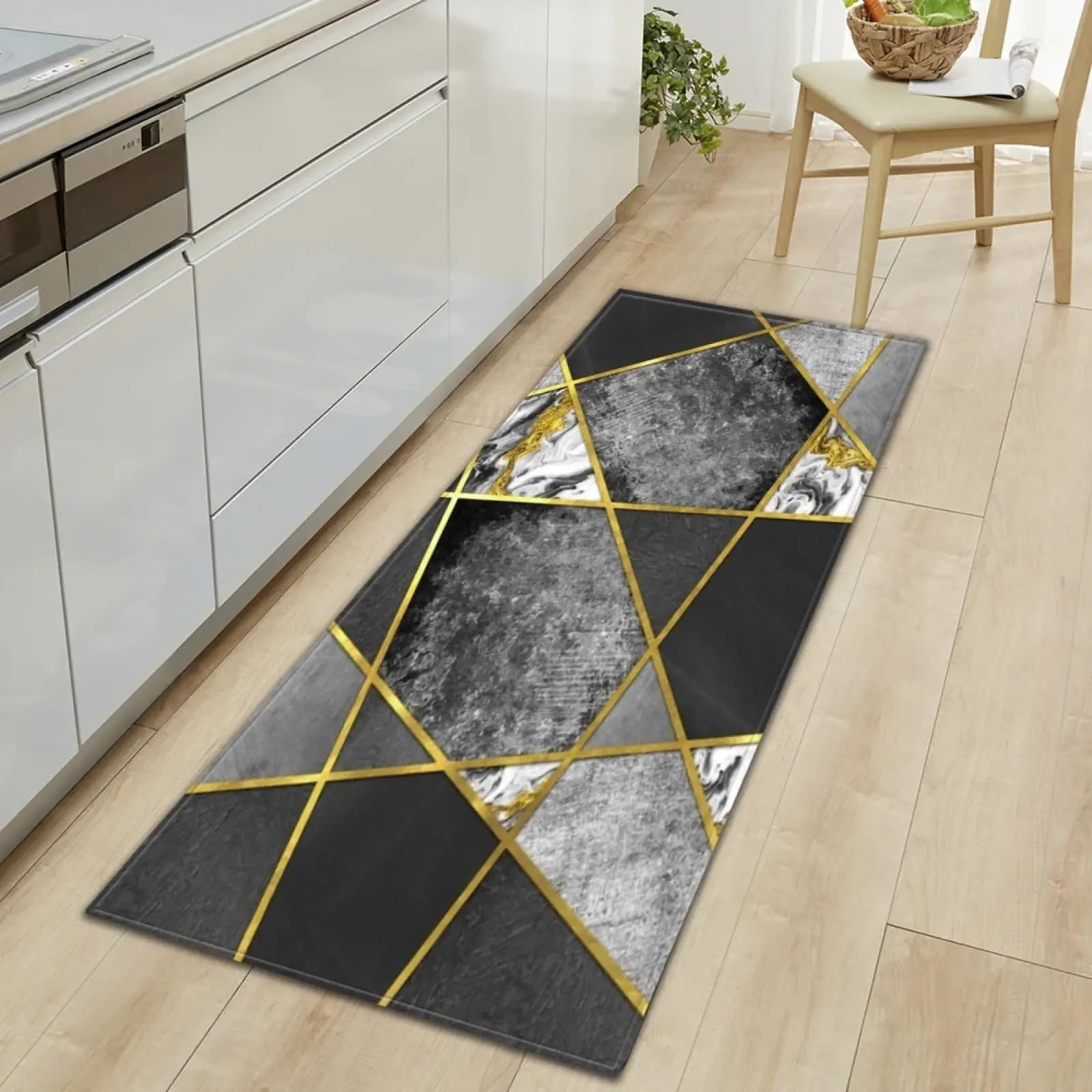 Tapis de cuisine géométrique idéal contre les sols glissants