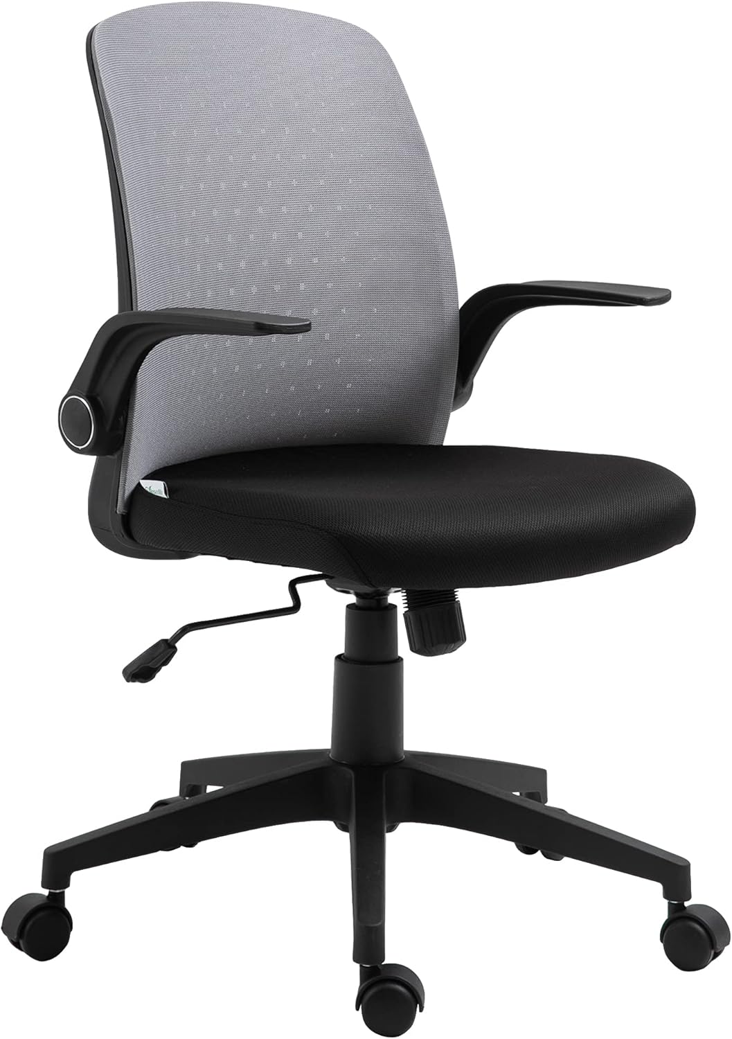 Vinsetto Silla de Oficina Ergonómica Silla Escritorio Giratoria Ajustable en Altura con Reposabrazos Abatible Soporte Lumbar y Respaldo Transpirable 57x61x93-102 cm Gris