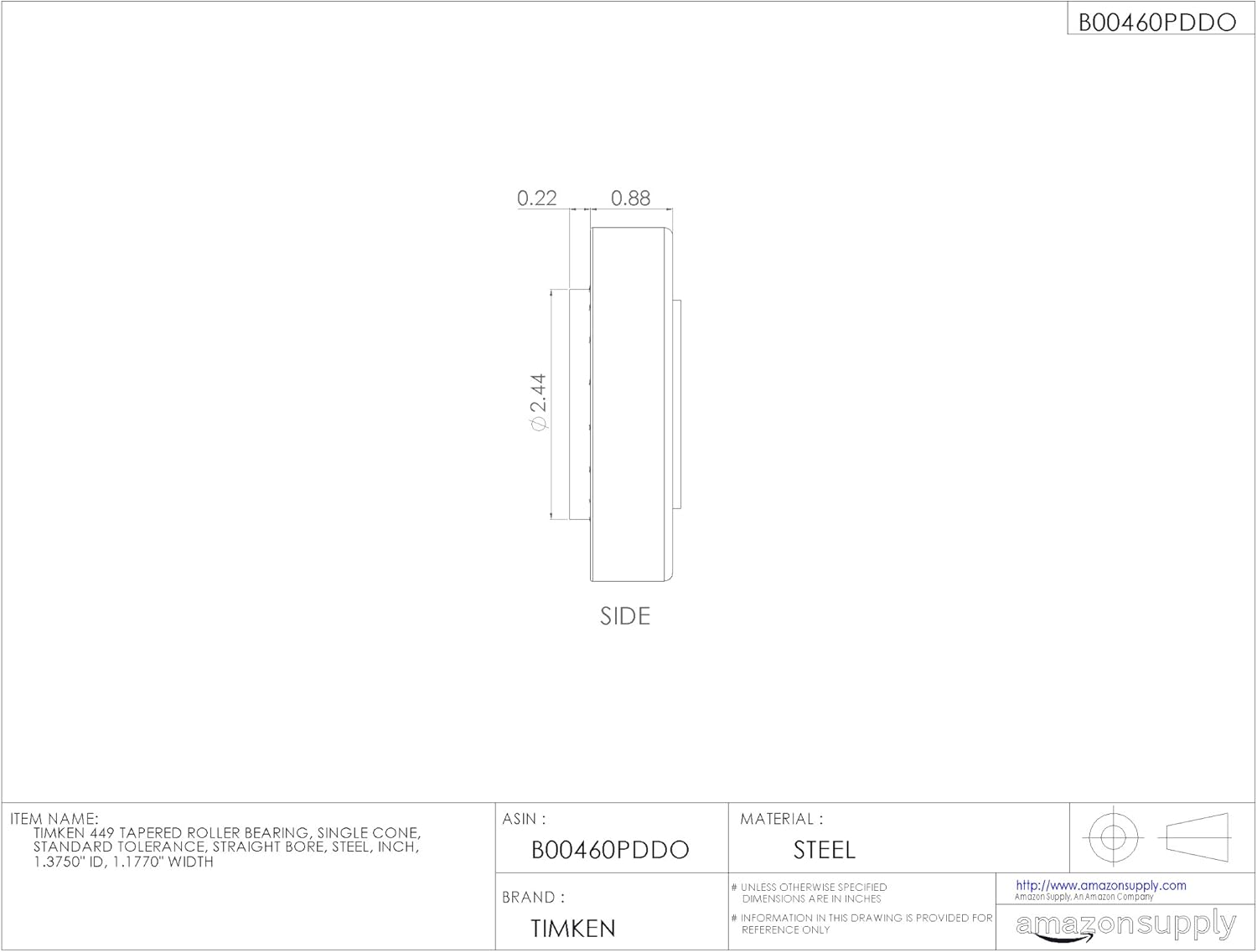 Timken Tapered Roller Bearing Cone - 449