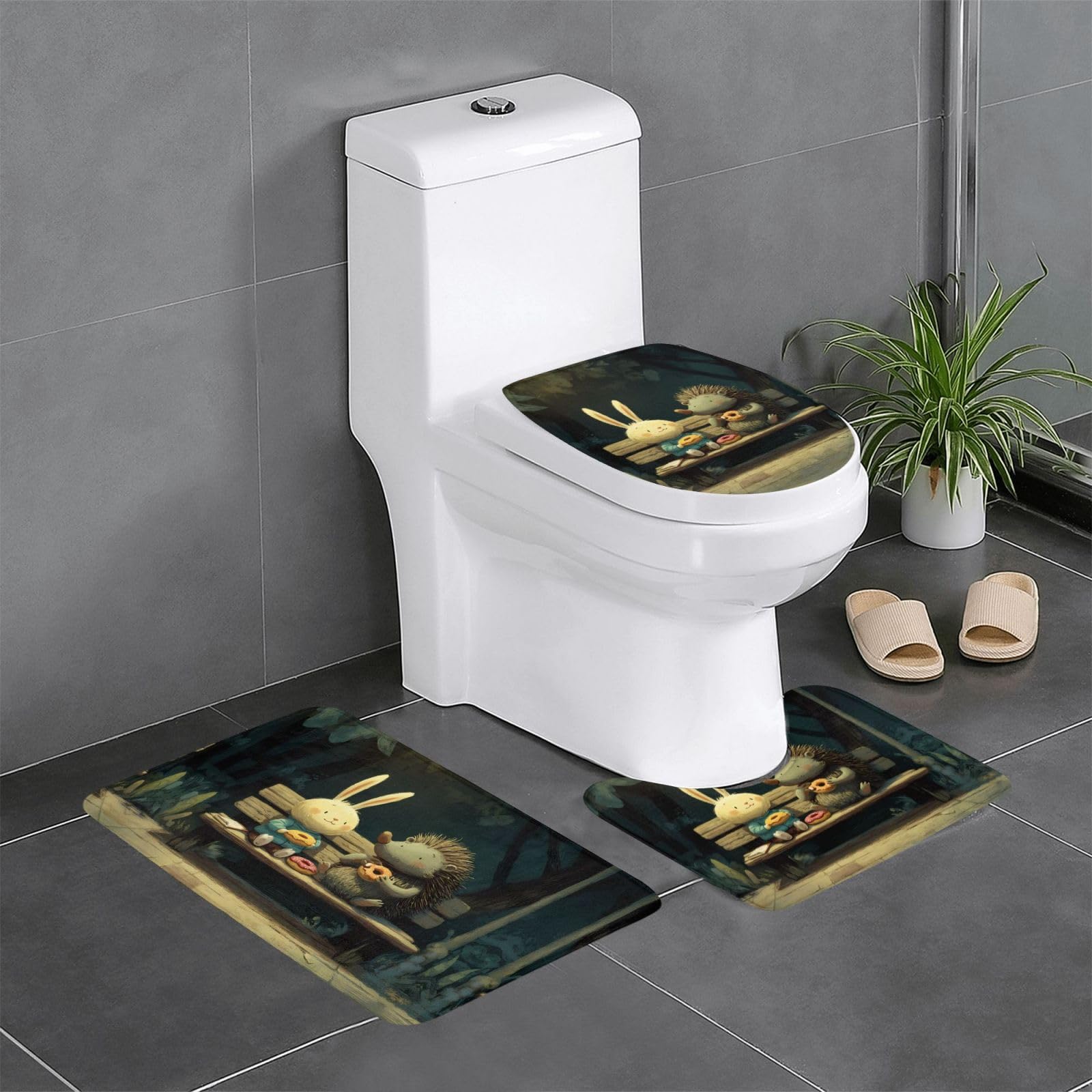 Tapis de salle de bain antidérapants WHJSHOP rectangulaire en U et O pour toilettes et bain