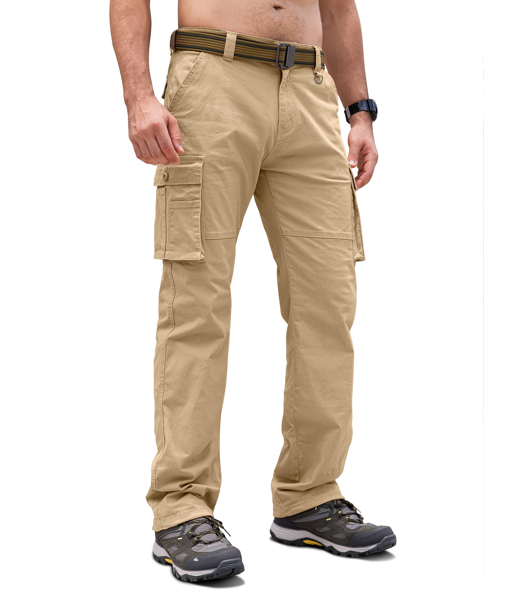 Cindeyar Cargohose Herren Relaxed Fit Baumwolle Wanderhose Herren Casual Arbeitshosen Männer Outdoor Militär Taktische Hosen mit Multi Taschen