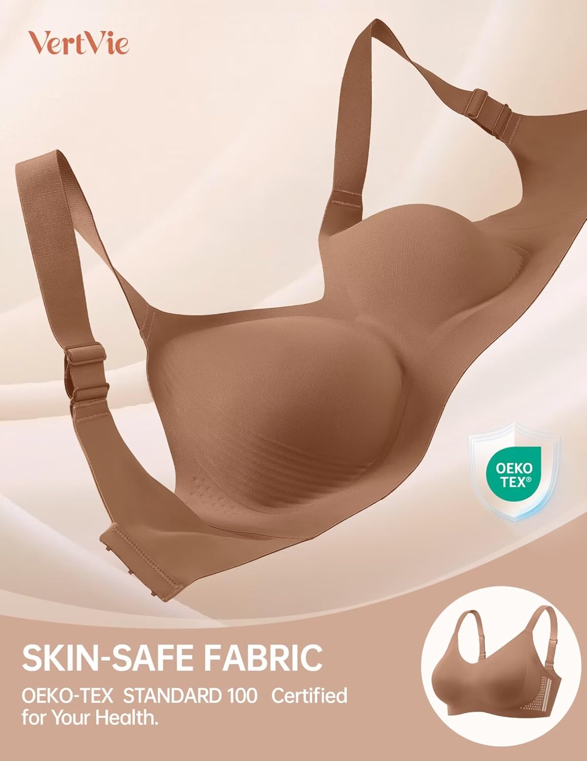 Vertvie Bras for Women No Underwire Wireless Push Up Seamless Full Coverage Comfort Sports Everyday Bra Regular & Plus Size - Image 5