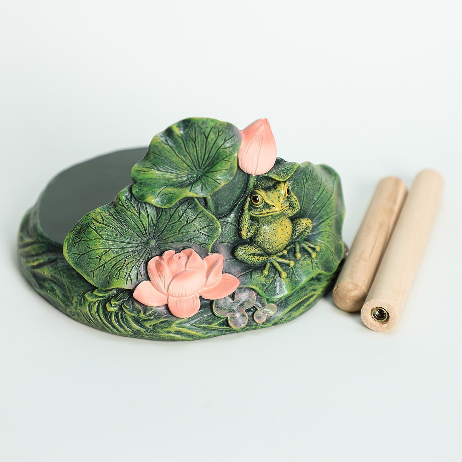 Colias Wing Lotus Leaf Flower and Frog Pattern Paper Towel Holder Stand, Resin Lotus and Frog Crafts Display for Kitchen Countertop,Table Top Restaurant Cake Shop Dessert Shop