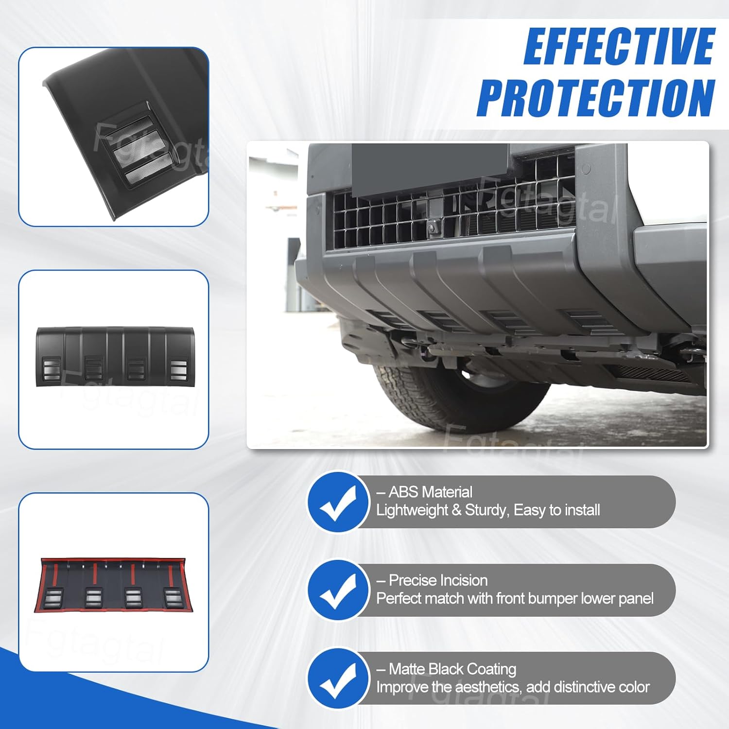 Front Bumper Lower Panel Protector Guard Compatible with Toyota Land Cruiser 250 Prado J250 LC250 2024 2025, ABS Front Bumper Under Trim Guards Exterior Protector Accessories (Matte Black)