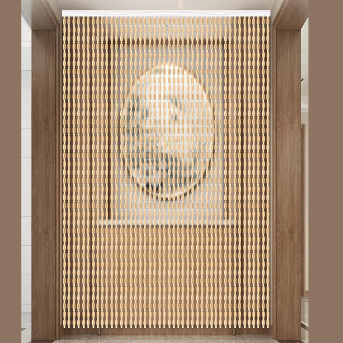Générique Rideau De Perles en Bois De Bambou pour Portes 70x180cm 80x190cm 90x200cm 100x200cm 120x210cm Séparation De Pièce Suspendue, Rideau De Porte Décoratif(Log,80x190(cm))
