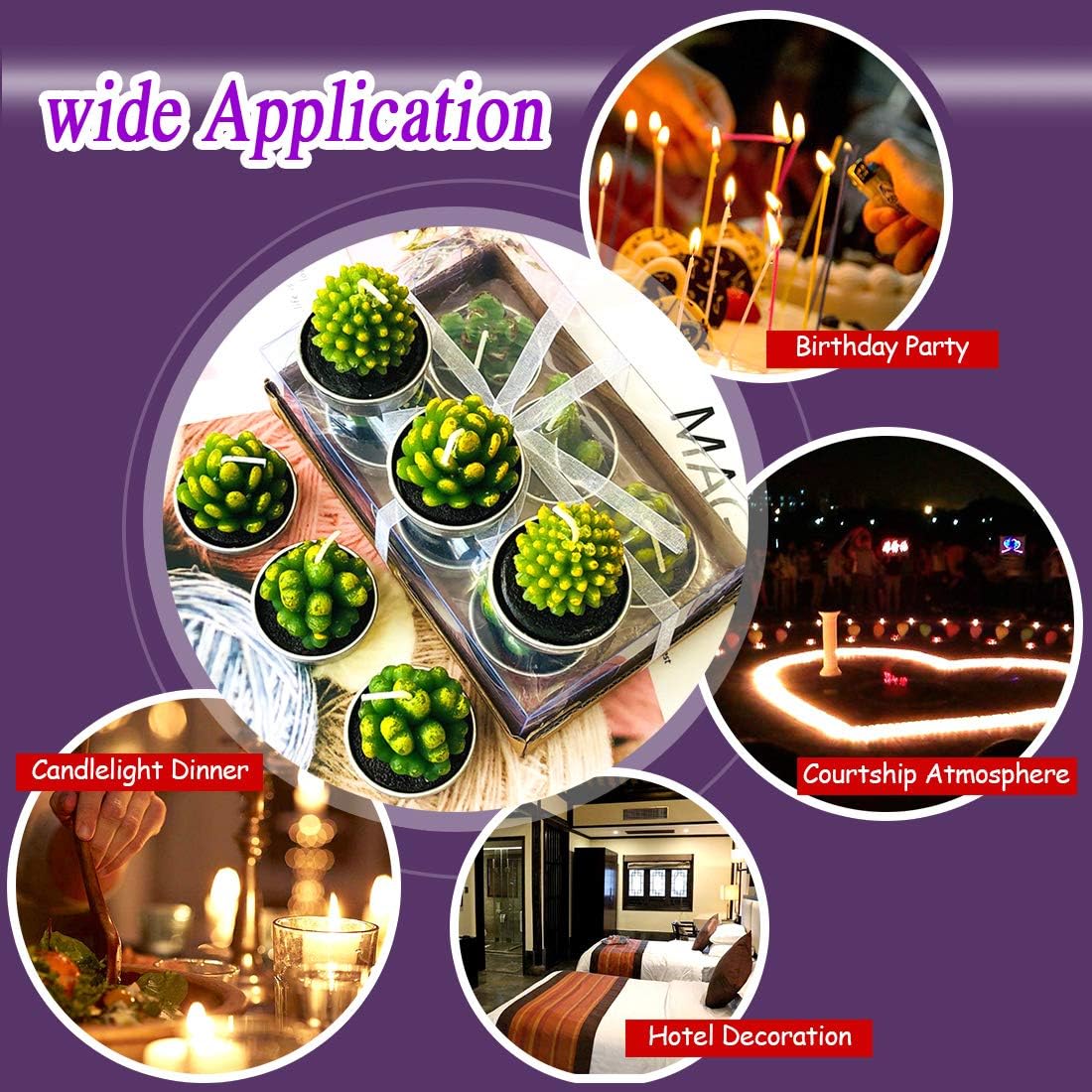 Swpeet 12Pcs Decorative Succulent Cactus Tealight Candles Kit, Cute Smokeless Succulent Plants Perfect for Candles Festival Wedding Props and House-Warming Party (N0.6-Candle) - Image 7